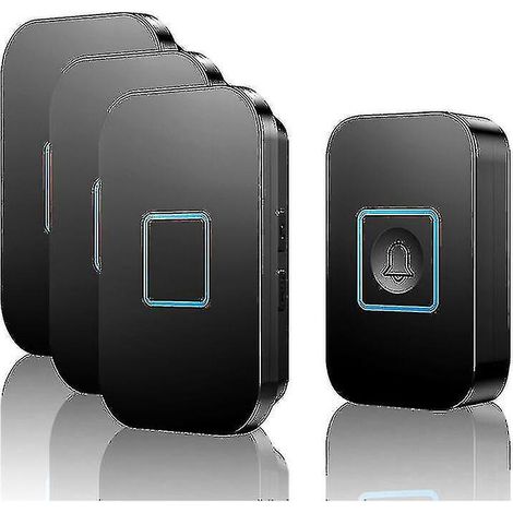 Sonnette sans fil à très longue portée (400 m), résistante aux intempéries (IP55), avec éclairage LED, réglage du volume et plus de 60 mélodies.-AquaForge