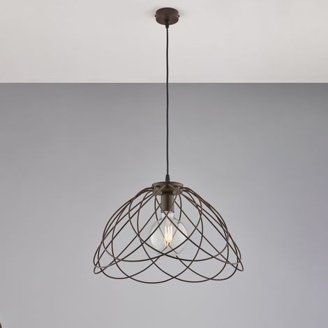 Pagode - Schwarz lackierter Eisenkronleuchter mit Rosteffektdekoration mit verstellbarem Elektrokabel 1 Licht 132 - Ø45 - BL298-S1-RG