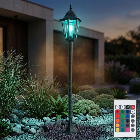 RGB LED Stehleuchte Außen Außenleuchte Stehlampe Fernbedienung Standlampe dimmbar, Alu-Druckguss grün-schwarz, 8,5W 806Lm warmweiß, H 120 cm (1/5)