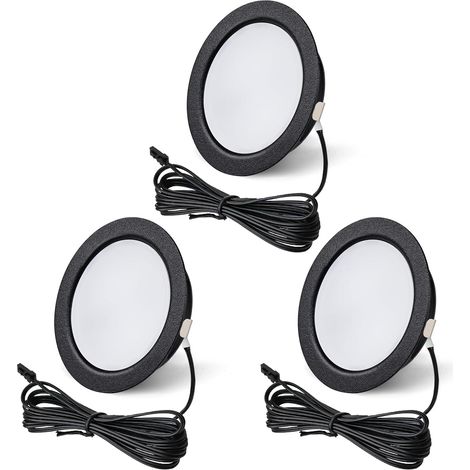 Spot Encastrable LED 12V Dimmable 3,5W 3000K Blanc Chaud 300LM Extra Plat, Plafonnier Pour Meuble Avec Câble de 2m, Lot de 3, Nickel (1/5)