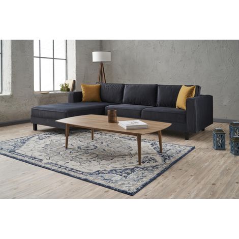 Ecksofa Links Kahl Velvet Anthrazit