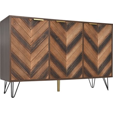 Buffet, rangement intégré, 120 x 38 x 76,5 cm, panneaux de particules et bois massif, bois naturel (1/5)