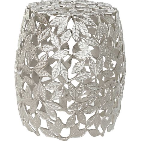 Table d'appoint en aluminium motif feuillage élégant - Argent feuille brillant (1/3)