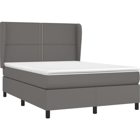 vidaXL Giroletto a Molle con Materasso Grigio 140x200 cm in Similpelle