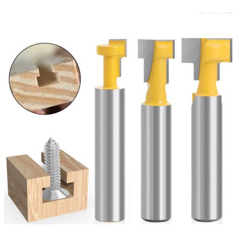 8mm Schaft T-Nut-Fräser Set, 3 Stück T-Nut-Holzfräser Holzbearbeitungsfräser Werkzeug Holzbearbeitungsschneider Klinge (1/4)
