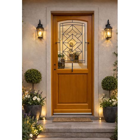 Porta Ingresso in Legno Smaltato, Vetro Trasparente, ELIOTH, H.215xl.90 p. destra + Maniglia E Canna (rif 010403FP) Tabella Dimensioni