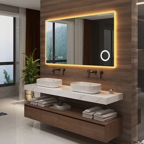 Miroir LED Racale pour salle de bain 70 x 100 cm blanc pro.tec (1/5)