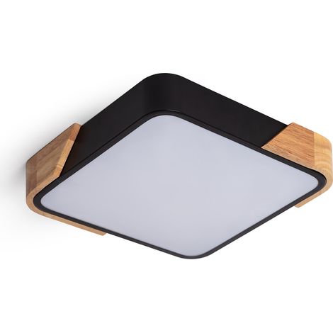 Plafón LED 18W Cuadrado Madera 325x325 mm CCT Seleccionable Semi-Dari Negro
