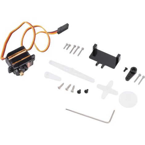 Kit servo analogique ES08MA II Mini à engrenages métalliques pour modèles RC avec base de servo à bras oscillant en alliage d'aluminium (1/5)