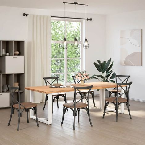 Maison Exclusive - Esstischbeine T-Form 2 Stk. Weiß 90x35x(72-73)