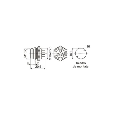 Conector Microfono Macho 7Pin Chasis Con Rosca (1/3)