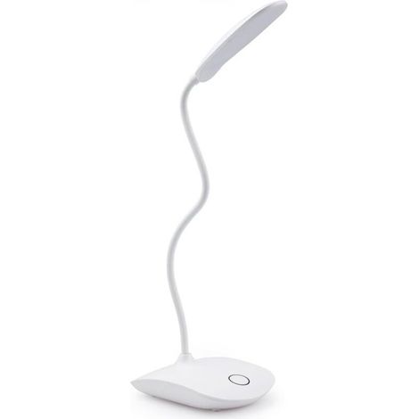 Lampe de Bureau LED avec col de cygne flexible à 3 niveaux de luminosité, fonctionne à piles, Contrôle Tactile Protection des Yeux 5 W,Lampe de chevet pour dortoir, bureau, chambre à coucher,blanc (1/5)