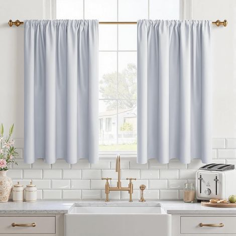 Lot de 2 Rideaux, Occultant Thermique, Polyester Déperlant, Pour Cuisine Placard Fenêtre