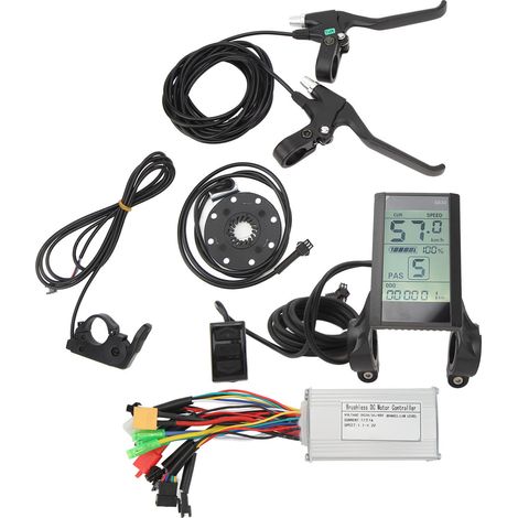 Kit de modification pour moteur de vélo 250W-350W comprenant un contrôleur 3 modes 17A S830, un panneau d'affichage, une gâchette d'accélérateur au pouce, une assistance au freinage et un levier de vi (1/5)