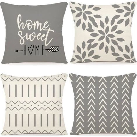 Lot de 4 housses de coussin décoratives,grau,45 x 45 cm