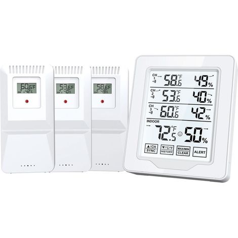 Termometro/igrometro digitale touchscreen con allarme e ampio schermo per uso interno ed esterno, bianco, 10,4 x 2,5 x 12 cm (1/4)