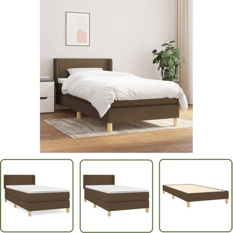 The Living Store Boxspringbett mit Matratze Dunkelbraun 90x190 cm Stoff - Boxspringbett - Doppelbett - Bettenrahmen - Lattenrost - Matratze (1/5)