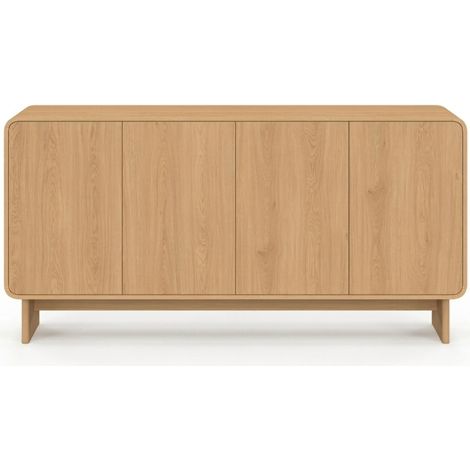 Buffet 160 cm CAPUCINE XXL 4 portes façon hêtre design arrondi