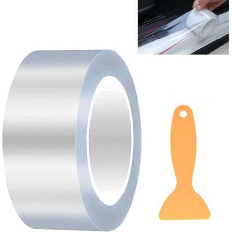 Car Protection Film, Transparent Car Sticker, Paint Protection Film, Transparent Protective Film, Self-Adhesive Paint Film, with Scraper for Car, Motorcycle, 50mm x 1 (1/4)