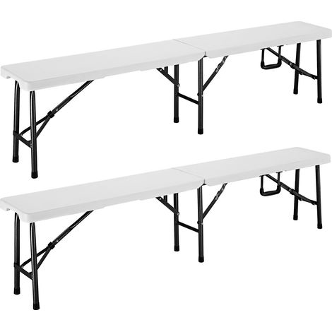 Casaria 2X Bancos de Picnic Plegables 183x28x44cm Banco de Jardín de Plástico con Asa 8 Personas Camping (1/5)