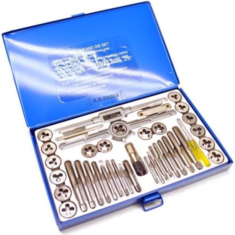 UNC UNF / imperial / af Jeu de tarauds et filières SAE 40pc kit de réparation de filetage à526 /