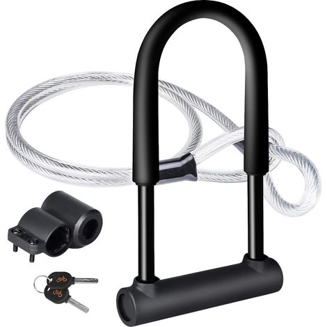 Antivol de vélo en U avec câble flexible en acier de 1,2 m et structure robuste (1/5)