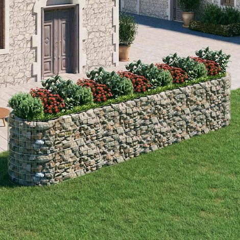 Lit surélevé à gabion-Jardinière en cage à pierre-Jardinière à gabion Fer galvanisé 500x100x100 cm (1/5)