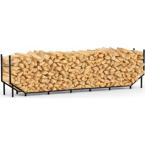 Étagère à bois de chauffage d'extérieur robuste de 2,5 m pour bois de chauffage, support de bûches en métal, support de rangement empilable pour bois de chauffage