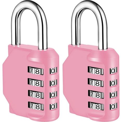 Cadenas à combinaison 4 chiffres résistant aux intempéries pour casier, boîte à outils, garage, lot de 2, Rose