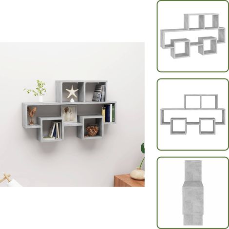 Wandregal in Autoform Betongrau 82x15x51 cm Holzwerkstoff - Wandregal - Autodesign - Wohnraumdeko - Betonlook - Stauraum (1/5)