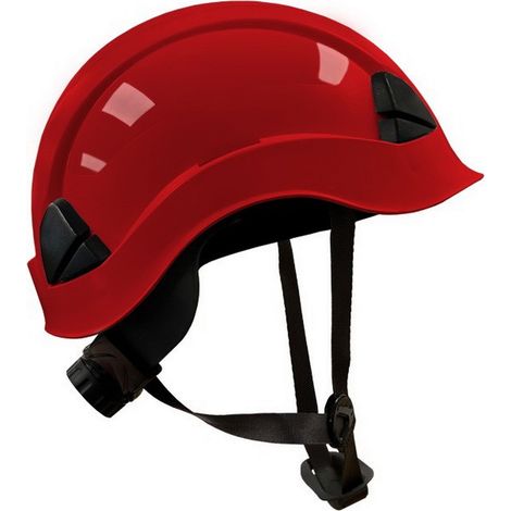 Casco rojo con barboquejo