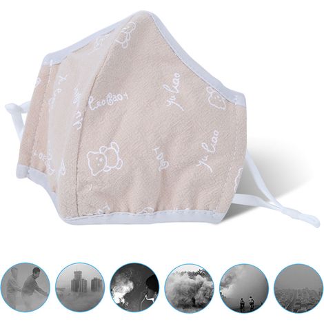 Masque quotidien pour enfants en coton respirant, anti-poussière, anti-smog, lavable, imprimé jaune (1/5)