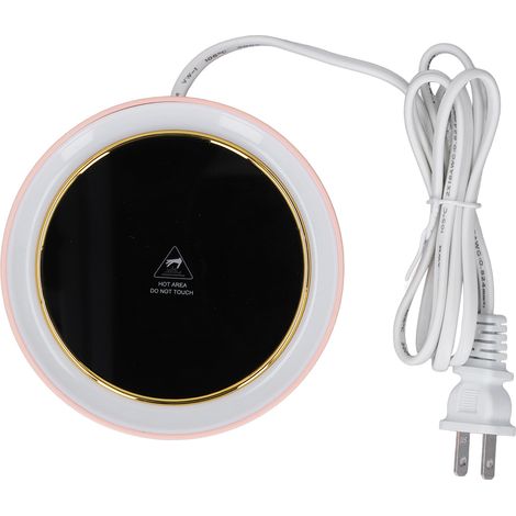 Chauffe-tasses électrique à température constante, 2 modes, éclairage LED, idéal pour le bureau, le café ou la maison (prise US, 110-120 V CA, rose). (1/5)