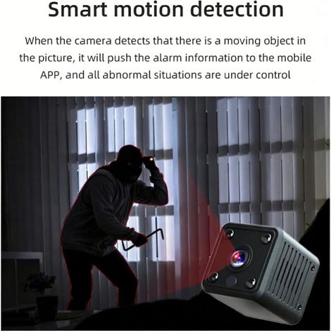 Mini Caméra WiFi HD 1080P avec Vision Nocturne, Détection de Mouvement, Caméra de Surveillance sans Fil pour Maison, Voiture, Bureau, Jardin