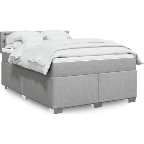 Boxspringbett mit Matratze Hellgrau 140x200 cm Stoff