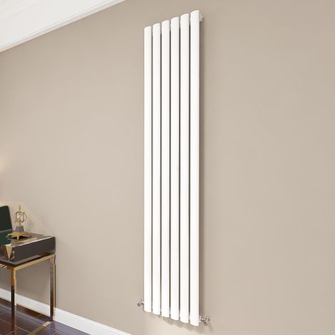 AICA Oval Column Radiator 1800x354mm Central Heating Vertical Single Stylish Grey White (1/5)