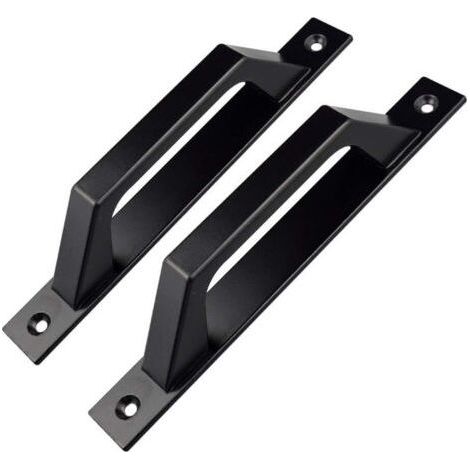 FENOPLASTICALot de 2 poignées de porte en forme de D pour porte de jardin en bois Noir 200 mm (1/5)