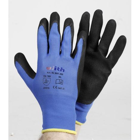 12x Nitril Handschuhe Sandiert Gartenarbeit Montage Latex Schutz Mechaniker Paar (1/3)