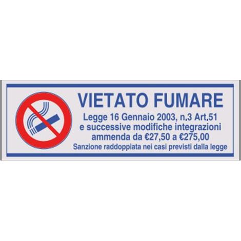 SEGNALETICA ADESIVA ARGENTO """VIETATO FUMARE""" 5X15CM