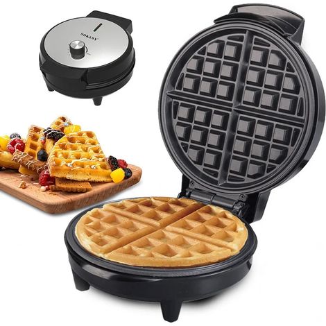 Gaufrier électrique multifonctionnel avec revêtement antiadhésif et poignée résistante à la chaleur, idéal pour le petit-déjeuner et les en-cas. (1/4)
