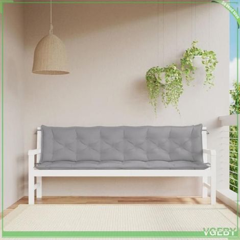 361736 Coussins de banc jardin lot de 2 gris 200x50x7 cm tissu Oxford (1/5)