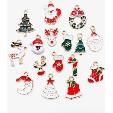 Set of 20 Mini Resin Pendants for Decorating Christmas Trees and Parties, DIY Accessories, Gifts, DIY Jewelry or Table Decorations, Adorable Christmas Miniatures for Any Occasion (1/4)