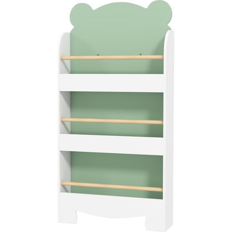 Bibliothèque enfant Ebenex rangement livre 3 casiers vert