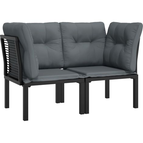 Maison Exclusive - Poltrone Angolari Giardino Cuscini 2pz Polyrattan Nero e Grigio