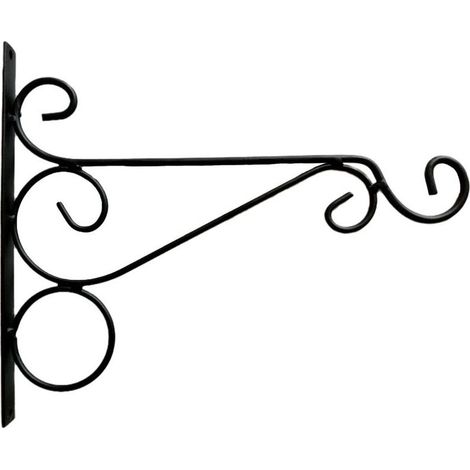 SHINING HOUSEEnsemble de 2 supports de panier suspendus d'extérieur noirs, crochets suspendus pour plantes en fer Vintage, support de jardin mural de 25cm de Long (1/5)