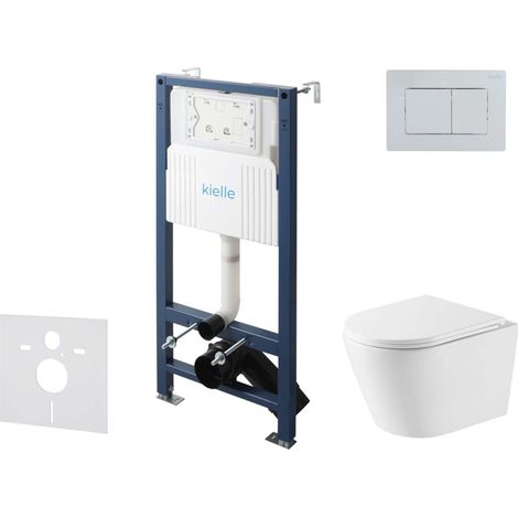 kielle Genesis New - Set Vorwandinstallation, WC Nefia, Vortex Rimless+, Softclose-Sitz und Betätigungsplatte Gemini New III, Hochglanzchrom 30528SS53 (1/5)
