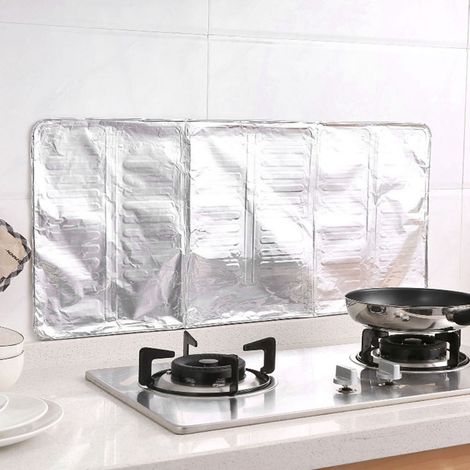 Plaque en papier aluminium anti-éclaboussures d'huile pour cuisinière à gaz - Déflecteur de chaleur (1/5)