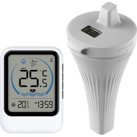 Thermomètre Piscine Connecté Sans Fil, Étanche IP68, Portée 50m Capteur de Température d'eau Flottant avec Écran LCD Numérique (1/5)