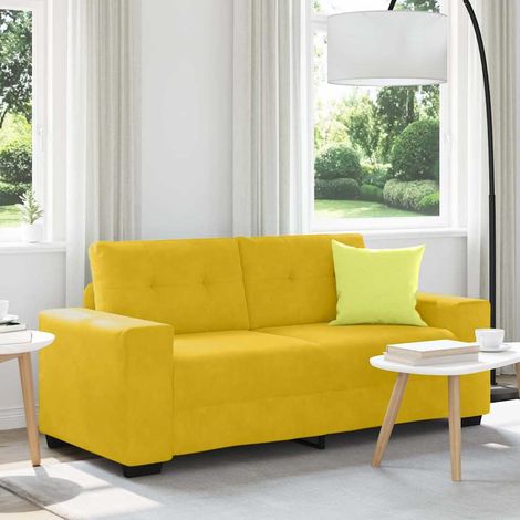 vidaXL Canapé deux places jaune 180x77x82 cm velours (1/4)