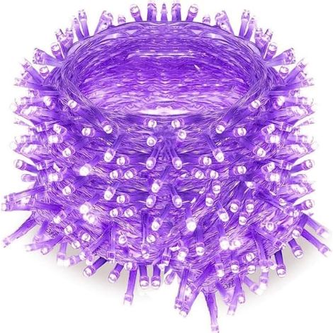 Guirlande lumineuse de 10 m avec 100 LED, idéale pour les mariages, Noël, les fêtes, les terrasses, l'intérieur et l'extérieur (violet). (1/5)